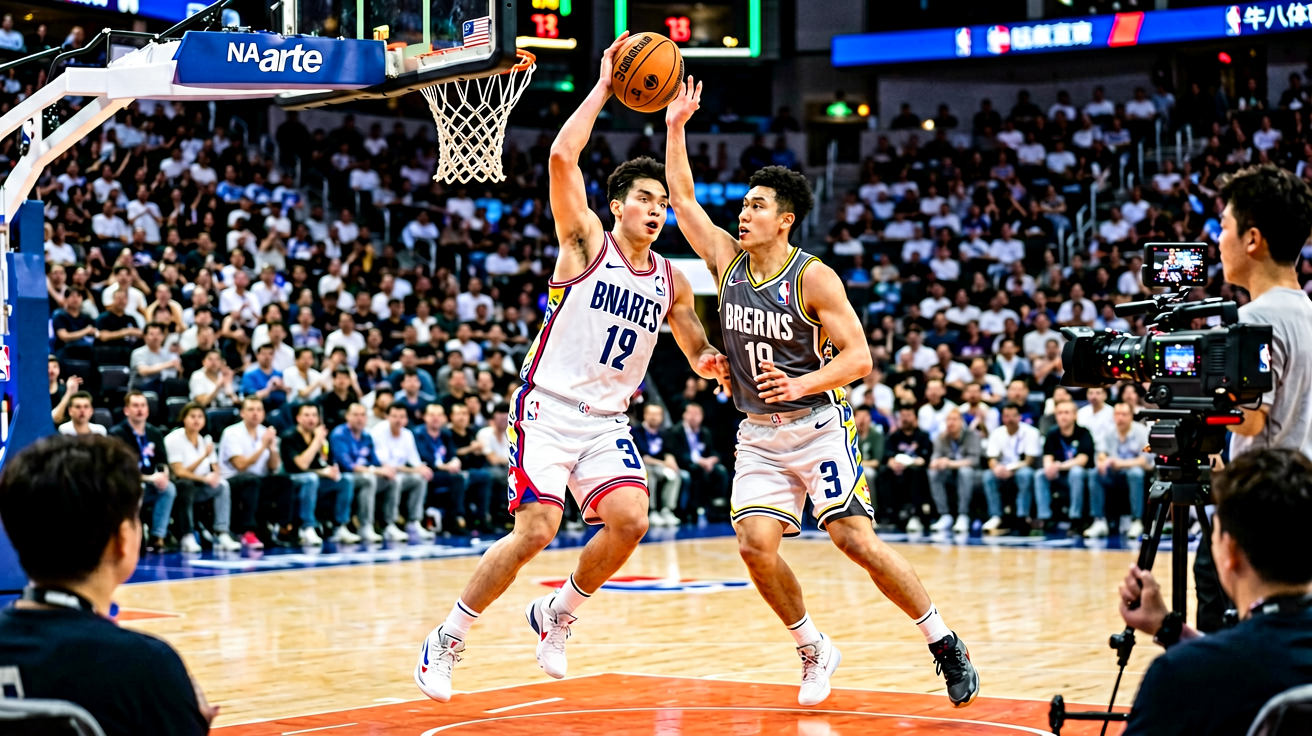 NBA篮球比赛直播画面，球员激烈对抗精彩瞬间